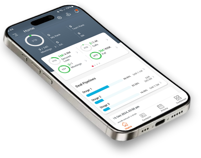 Home dashboard with pipeline tracking